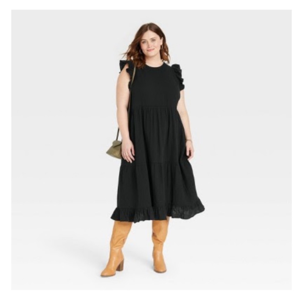 Flutter sleeveless tiered dress